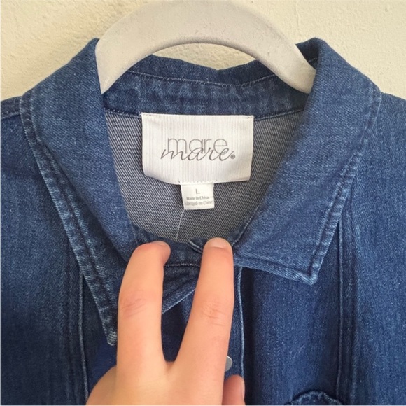 Denim button long sleeve mini dress - Picture 3 of 6